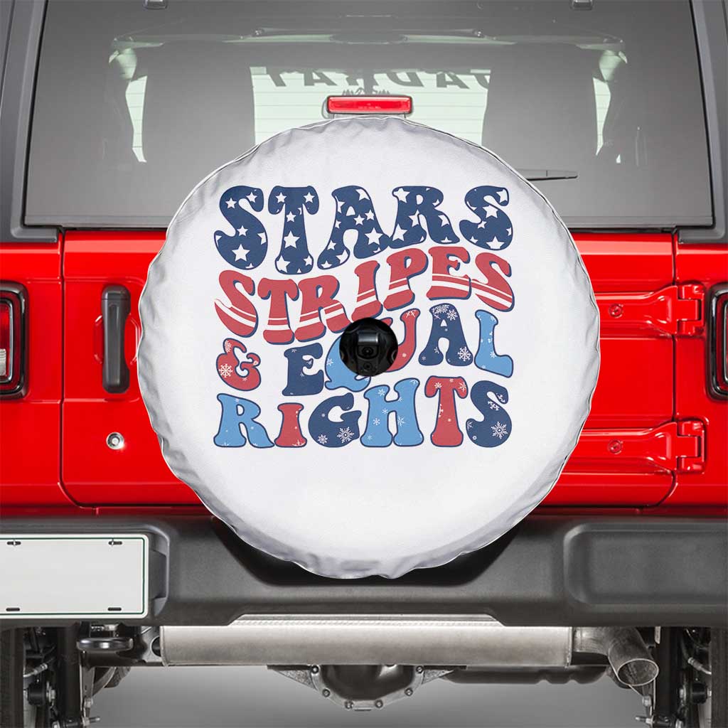Stars Stripes And Equal Rights Spare Tire Cover Groovy Retro 4th Of July - Wonder Print Shop