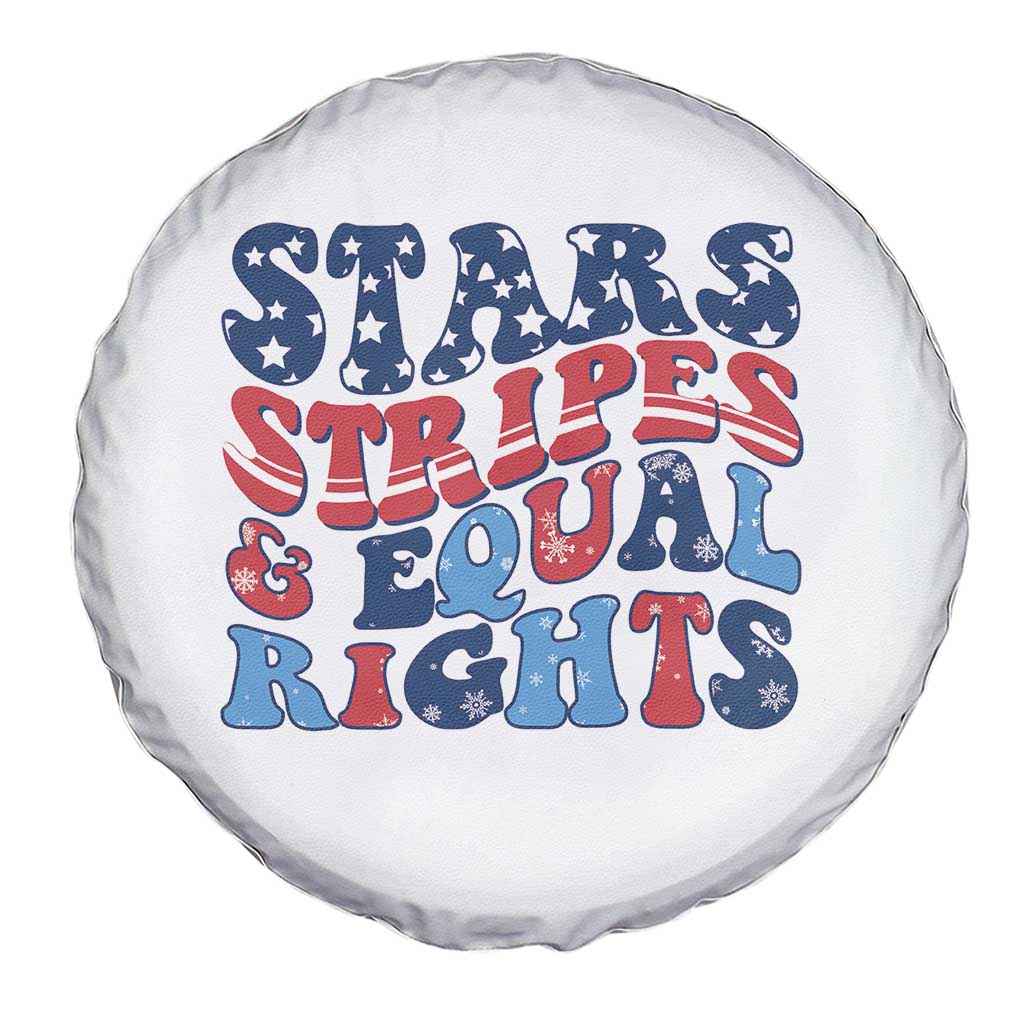 Stars Stripes And Equal Rights Spare Tire Cover Groovy Retro 4th Of July - Wonder Print Shop