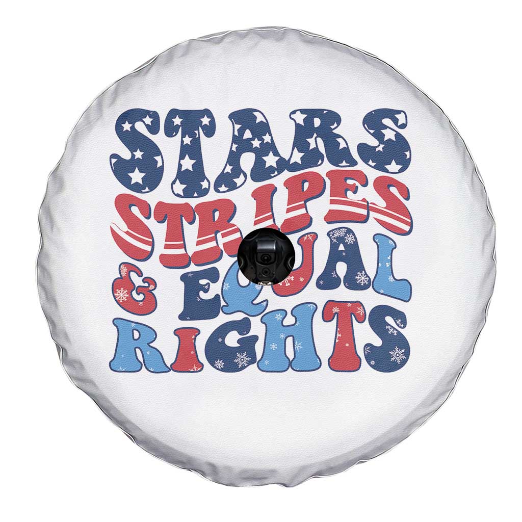 Stars Stripes And Equal Rights Spare Tire Cover Groovy Retro 4th Of July - Wonder Print Shop