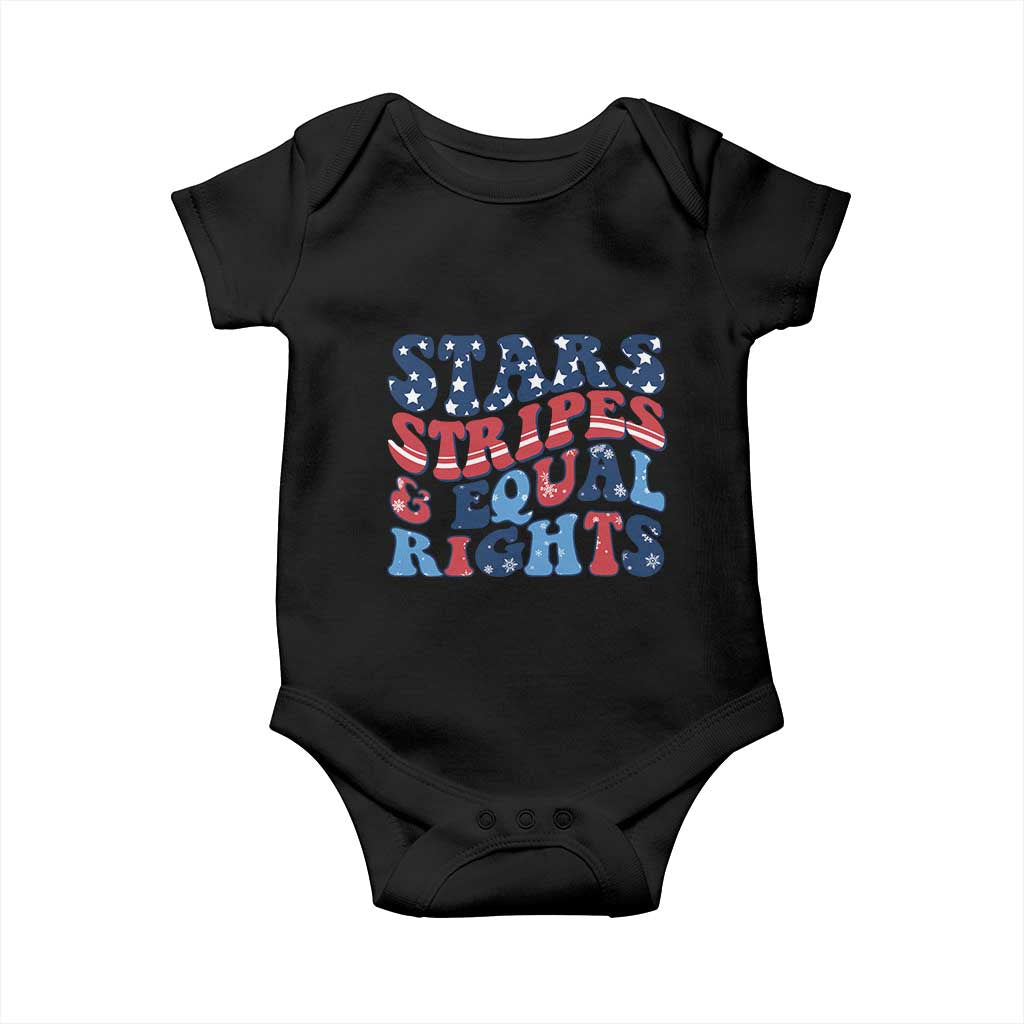 Stars Stripes And Equal Rights Baby Onesie Groovy Retro 4th Of July - Wonder Print Shop