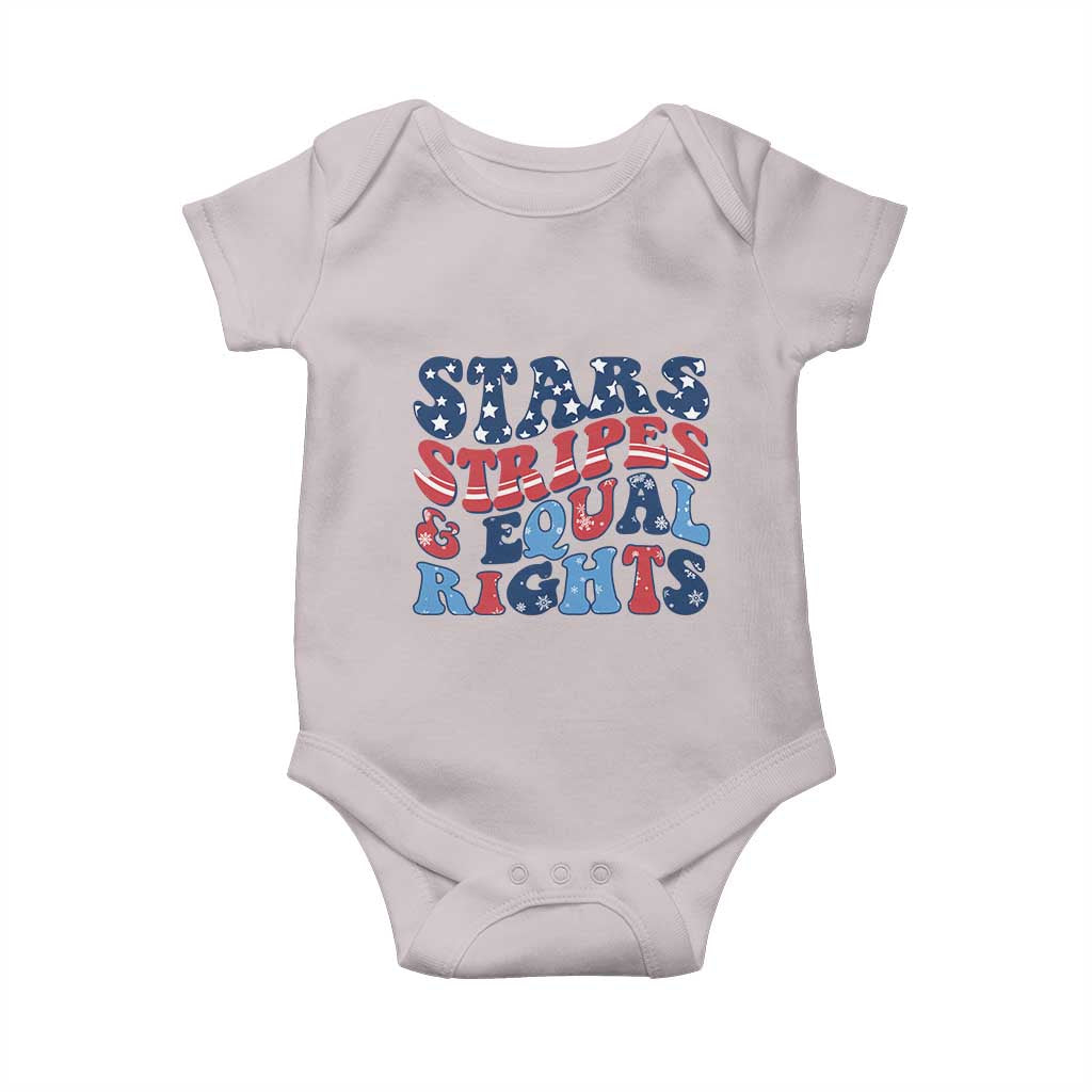 Stars Stripes And Equal Rights Baby Onesie Groovy Retro 4th Of July - Wonder Print Shop