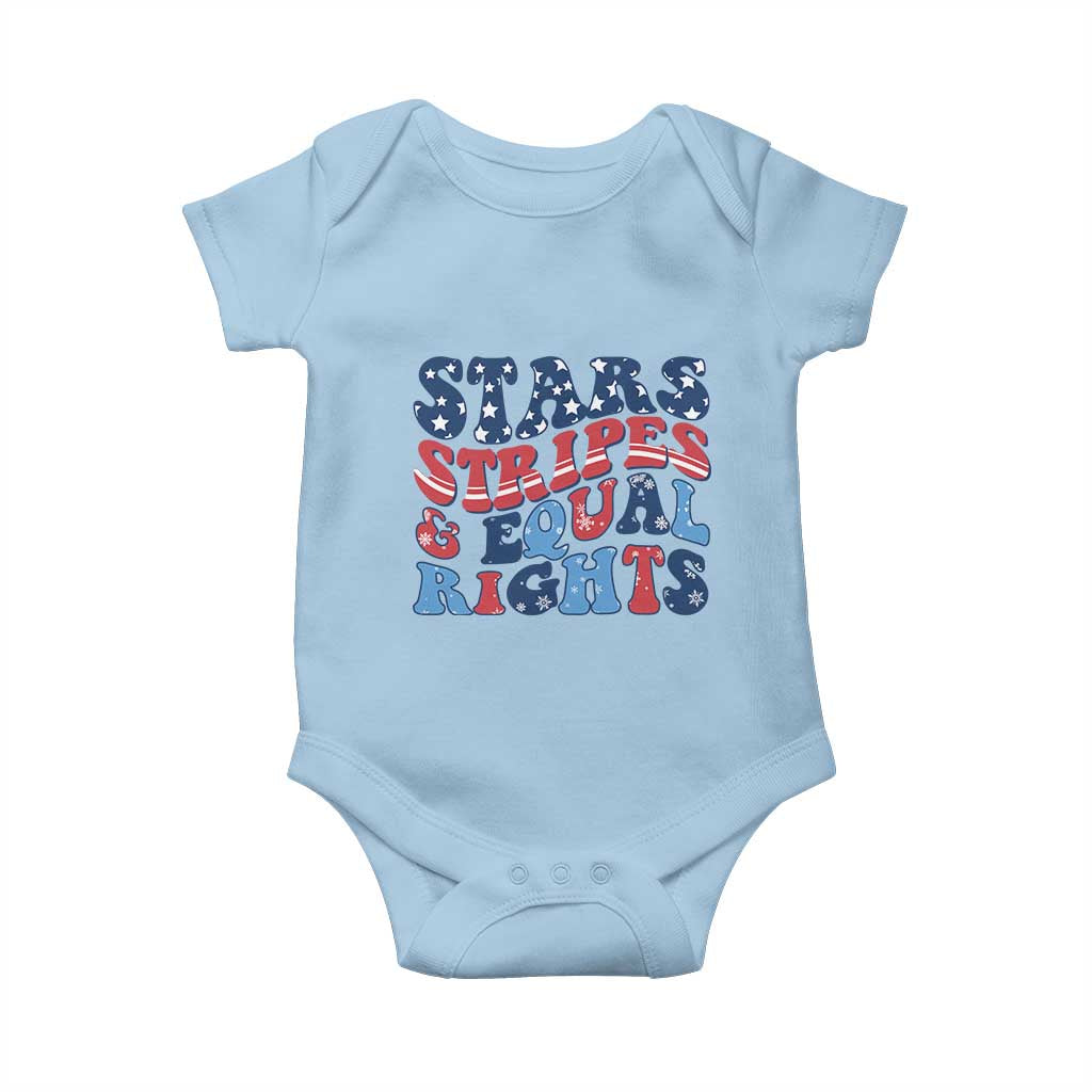 Stars Stripes And Equal Rights Baby Onesie Groovy Retro 4th Of July - Wonder Print Shop