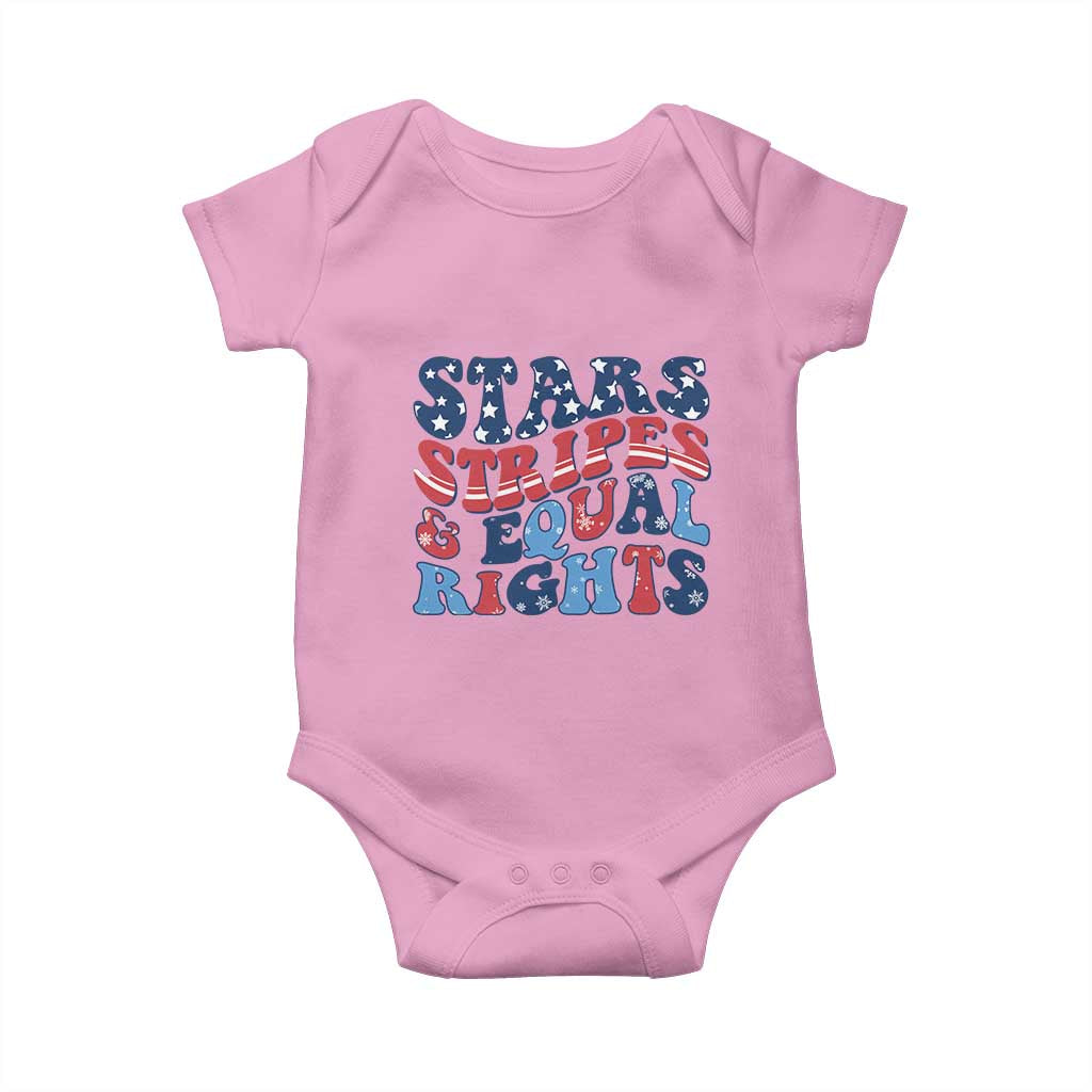 Stars Stripes And Equal Rights Baby Onesie Groovy Retro 4th Of July - Wonder Print Shop