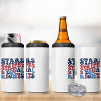 Stars Stripes And Equal Rights 4 in 1 Can Cooler Tumbler Groovy Retro 4th Of July - Wonder Print Shop