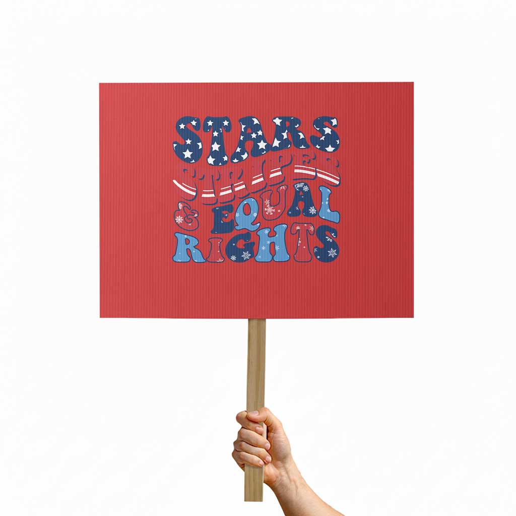 Stars Stripes And Equal Rights Protest Sign Groovy Retro 4th Of July - Wonder Print Shop