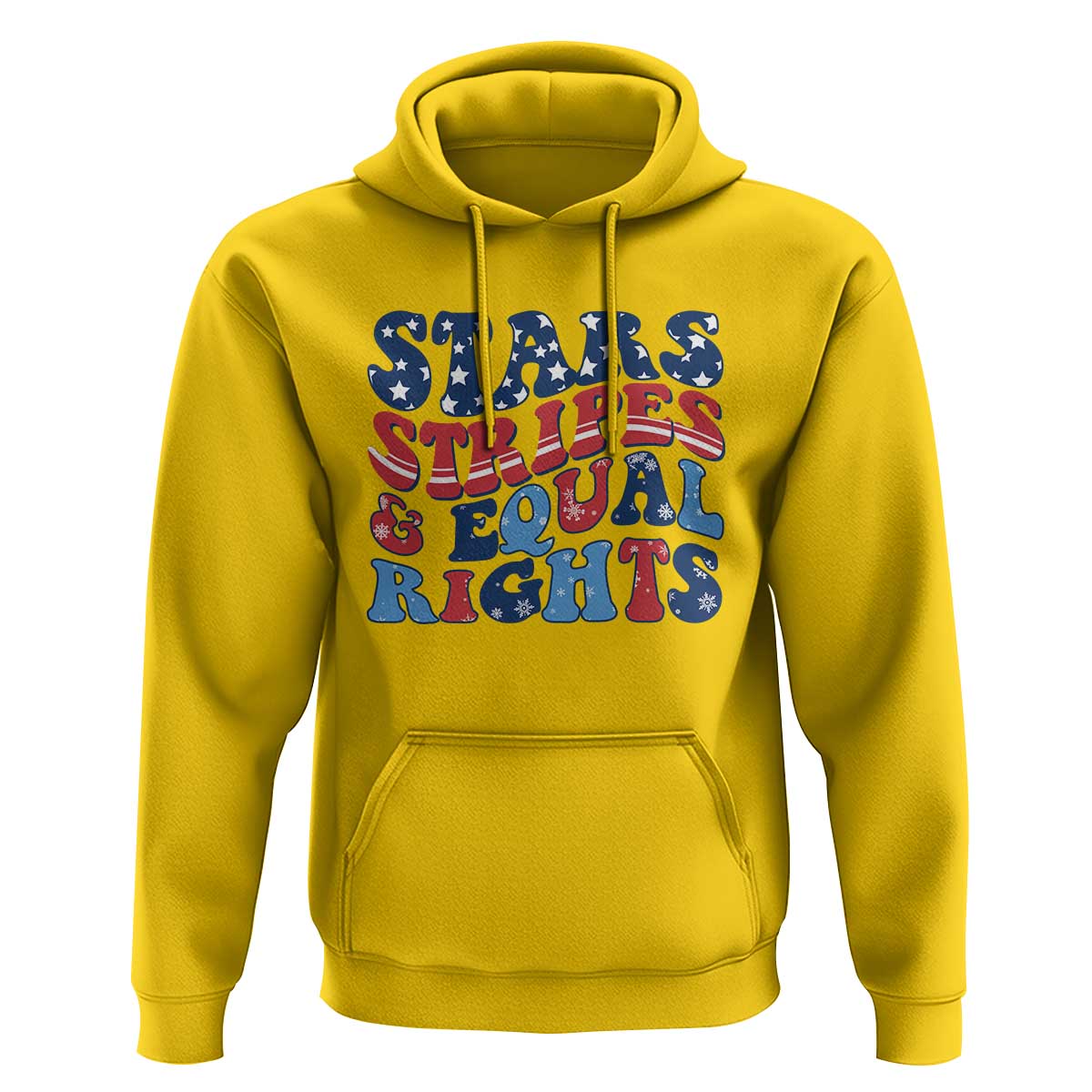Stars Stripes And Equal Rights Hoodie Groovy Retro 4th Of July - Wonder Print Shop