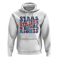 Stars Stripes And Equal Rights Hoodie Groovy Retro 4th Of July - Wonder Print Shop