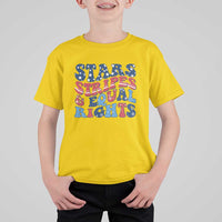 Stars Stripes And Equal Rights T Shirt For Kid Groovy Retro 4th Of July - Wonder Print Shop