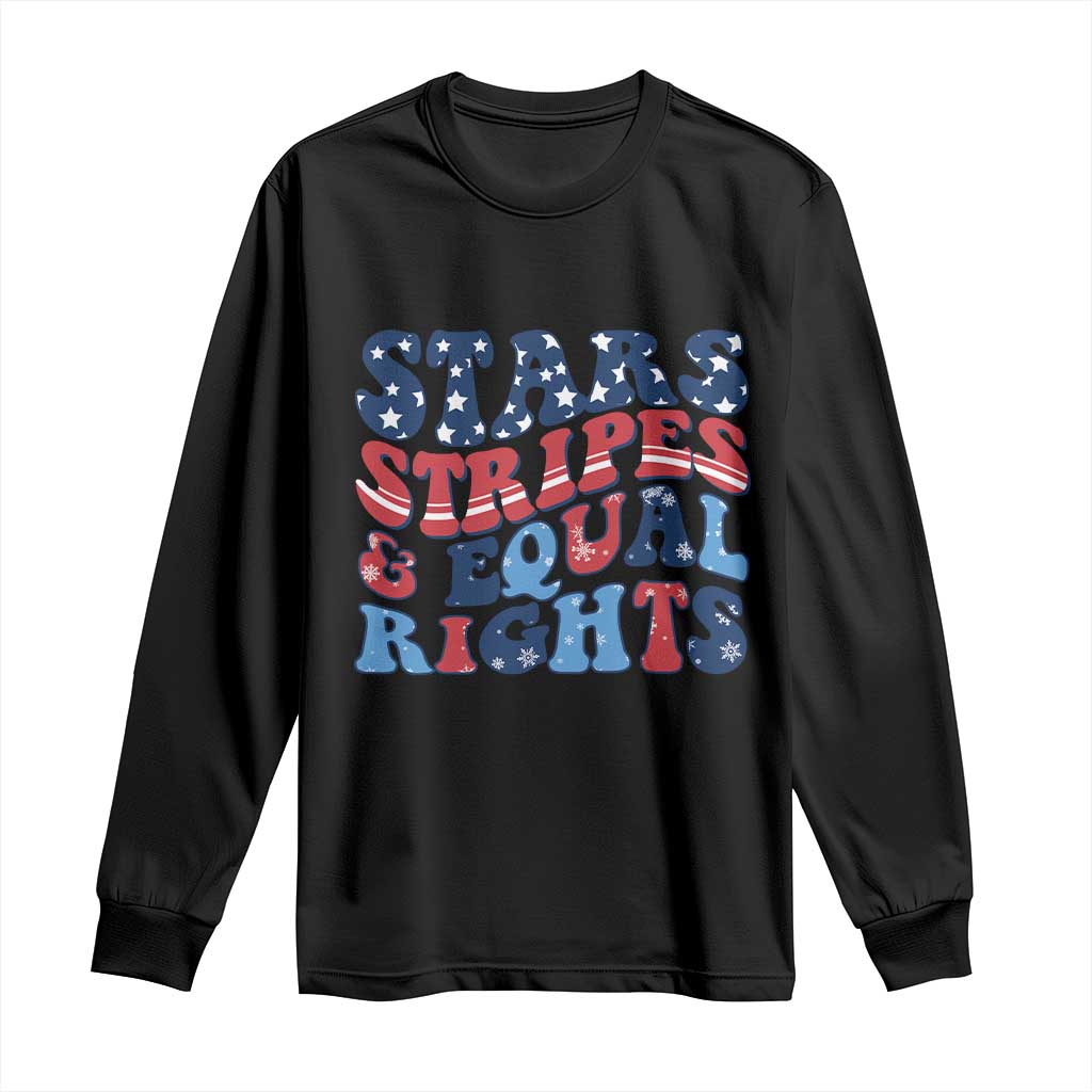 Stars Stripes And Equal Rights Long Sleeve Shirt Groovy Retro 4th Of July - Wonder Print Shop