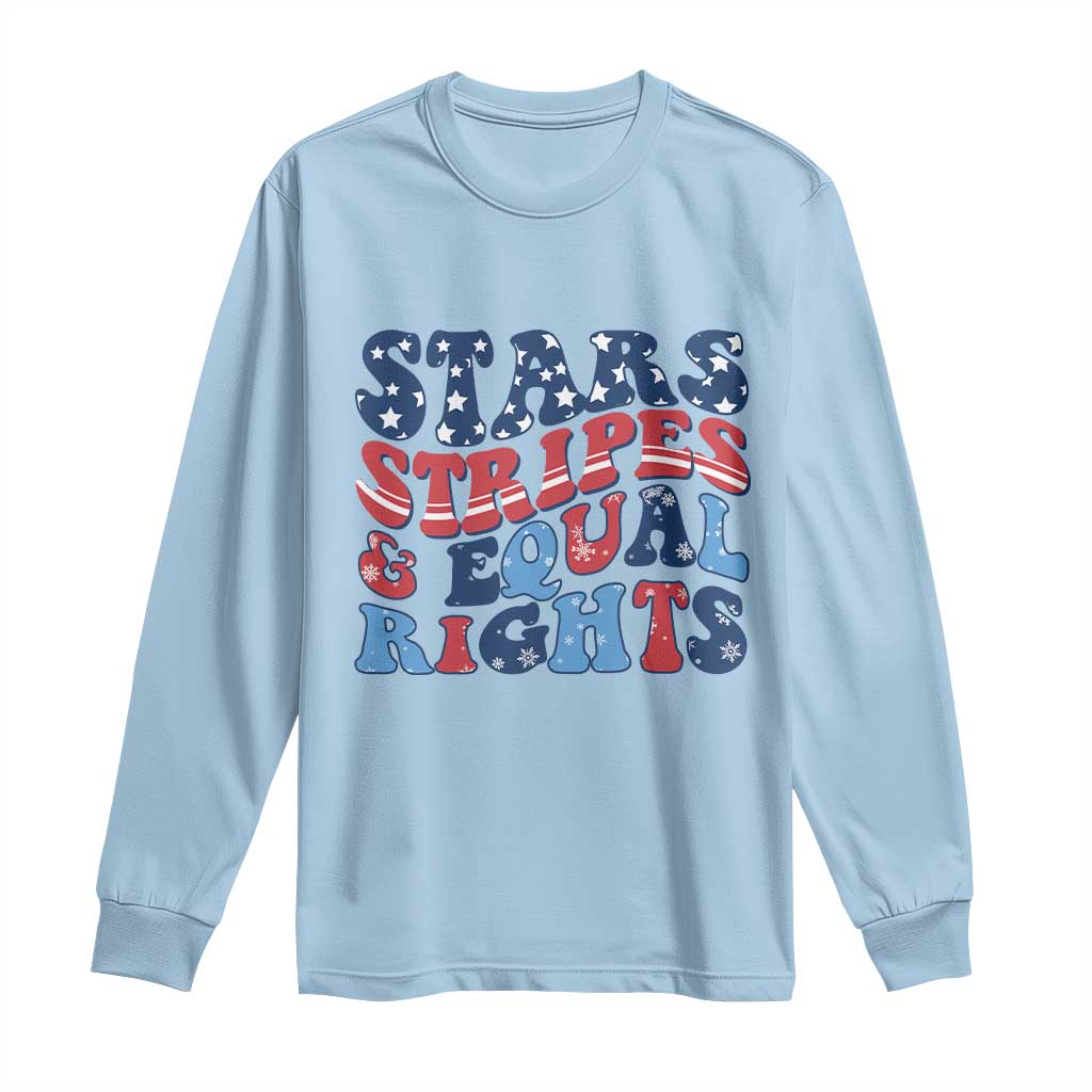 Stars Stripes And Equal Rights Long Sleeve Shirt Groovy Retro 4th Of July - Wonder Print Shop