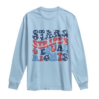 Stars Stripes And Equal Rights Long Sleeve Shirt Groovy Retro 4th Of July - Wonder Print Shop