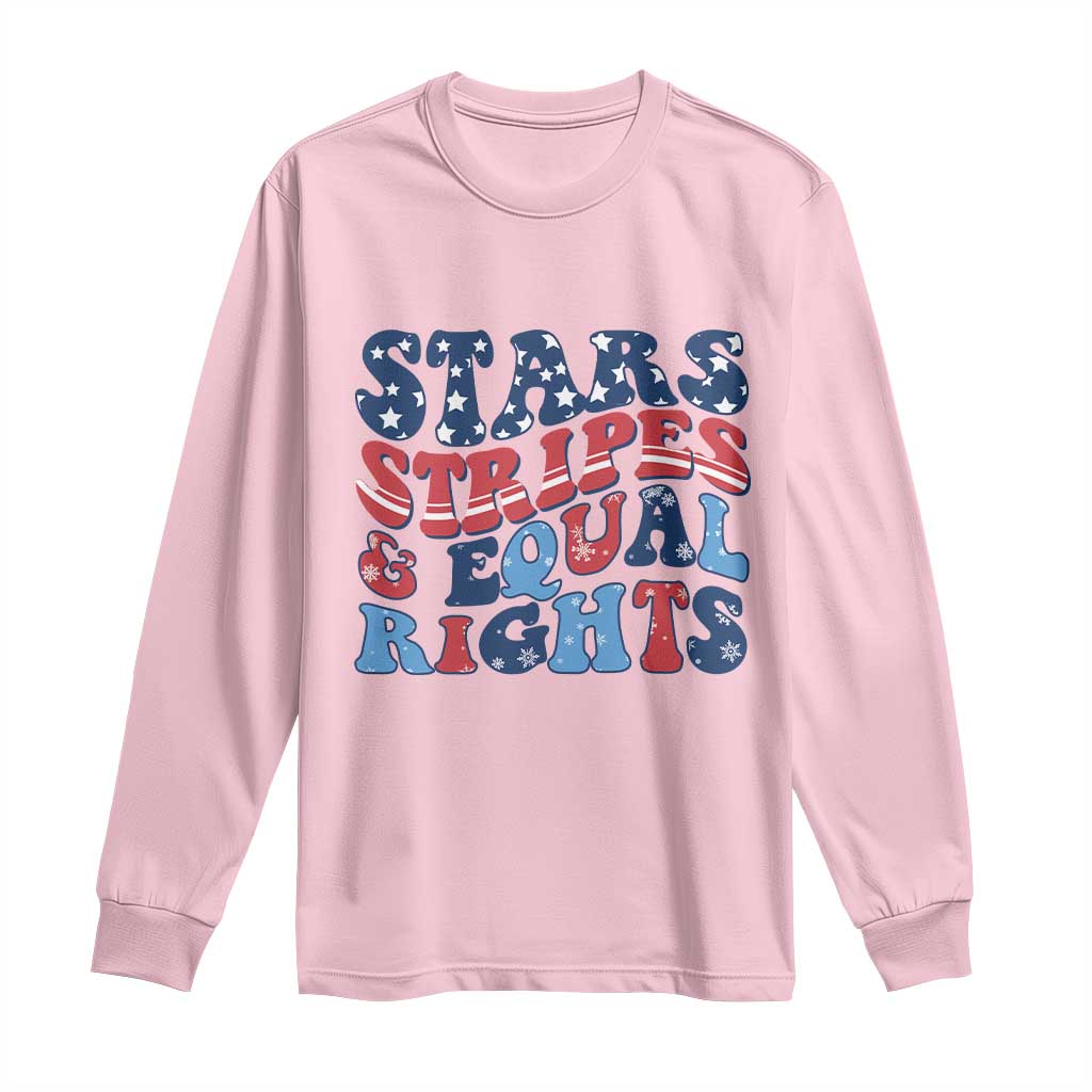 Stars Stripes And Equal Rights Long Sleeve Shirt Groovy Retro 4th Of July - Wonder Print Shop