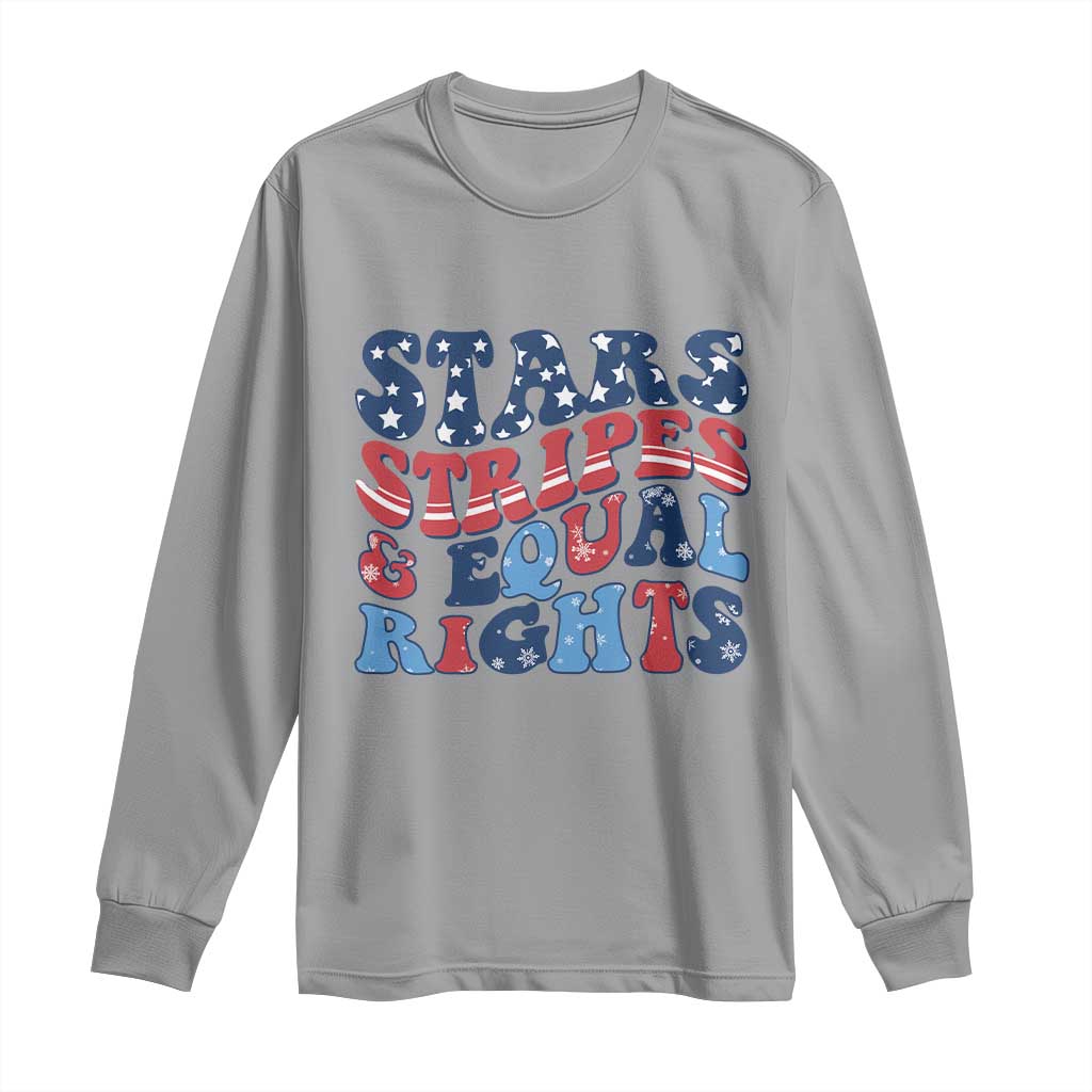 Stars Stripes And Equal Rights Long Sleeve Shirt Groovy Retro 4th Of July - Wonder Print Shop