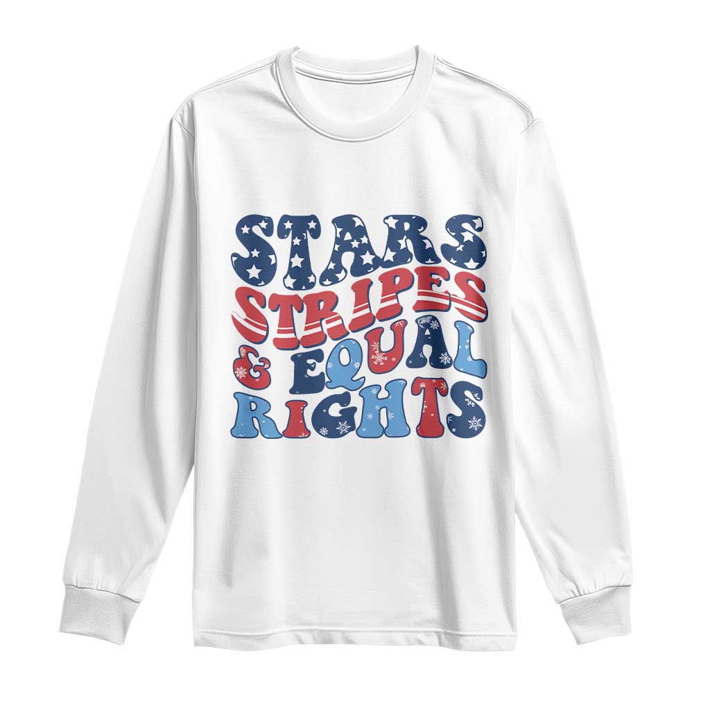 Stars Stripes And Equal Rights Long Sleeve Shirt Groovy Retro 4th Of July - Wonder Print Shop