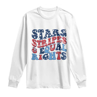 Stars Stripes And Equal Rights Long Sleeve Shirt Groovy Retro 4th Of July - Wonder Print Shop