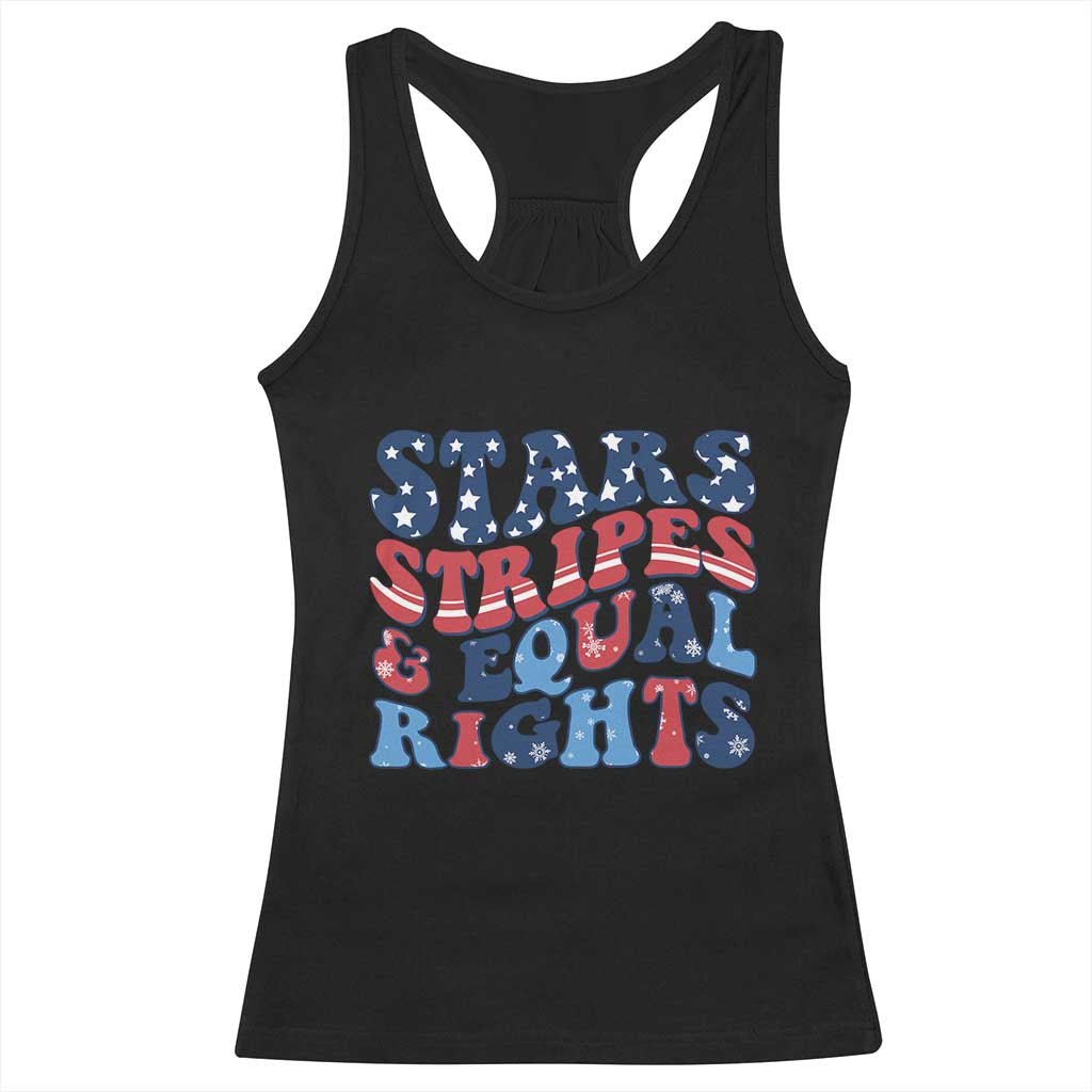 Stars Stripes And Equal Rights Racerback Tank Top Groovy Retro 4th Of July - Wonder Print Shop