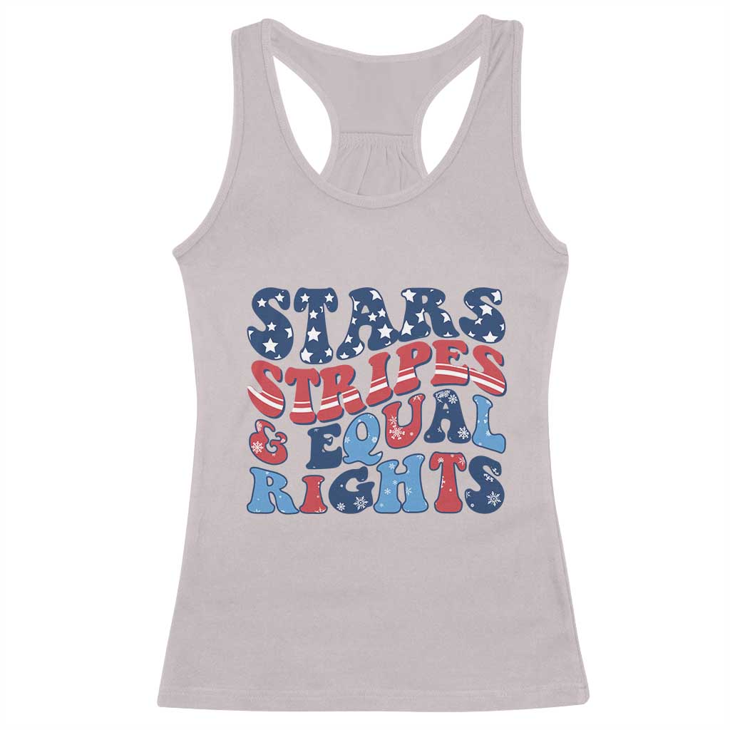 Stars Stripes And Equal Rights Racerback Tank Top Groovy Retro 4th Of July - Wonder Print Shop