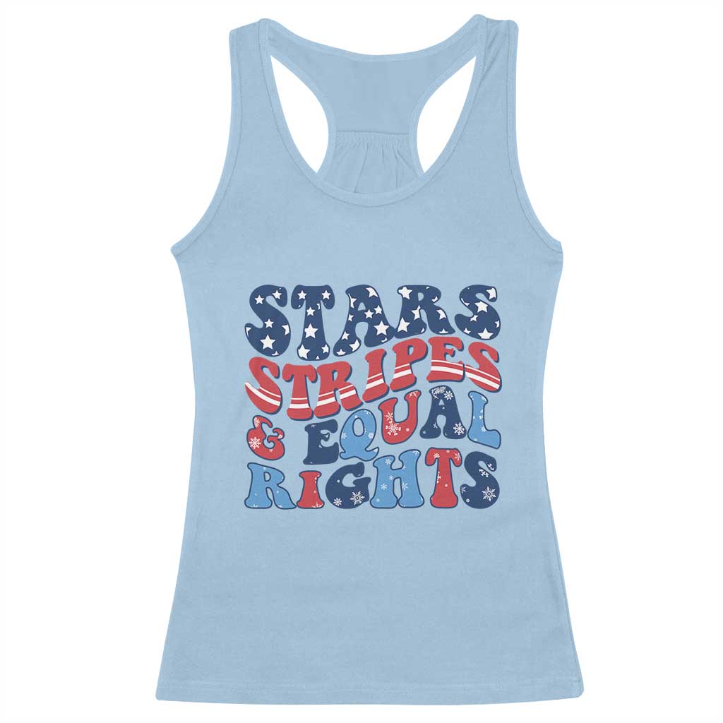 Stars Stripes And Equal Rights Racerback Tank Top Groovy Retro 4th Of July - Wonder Print Shop