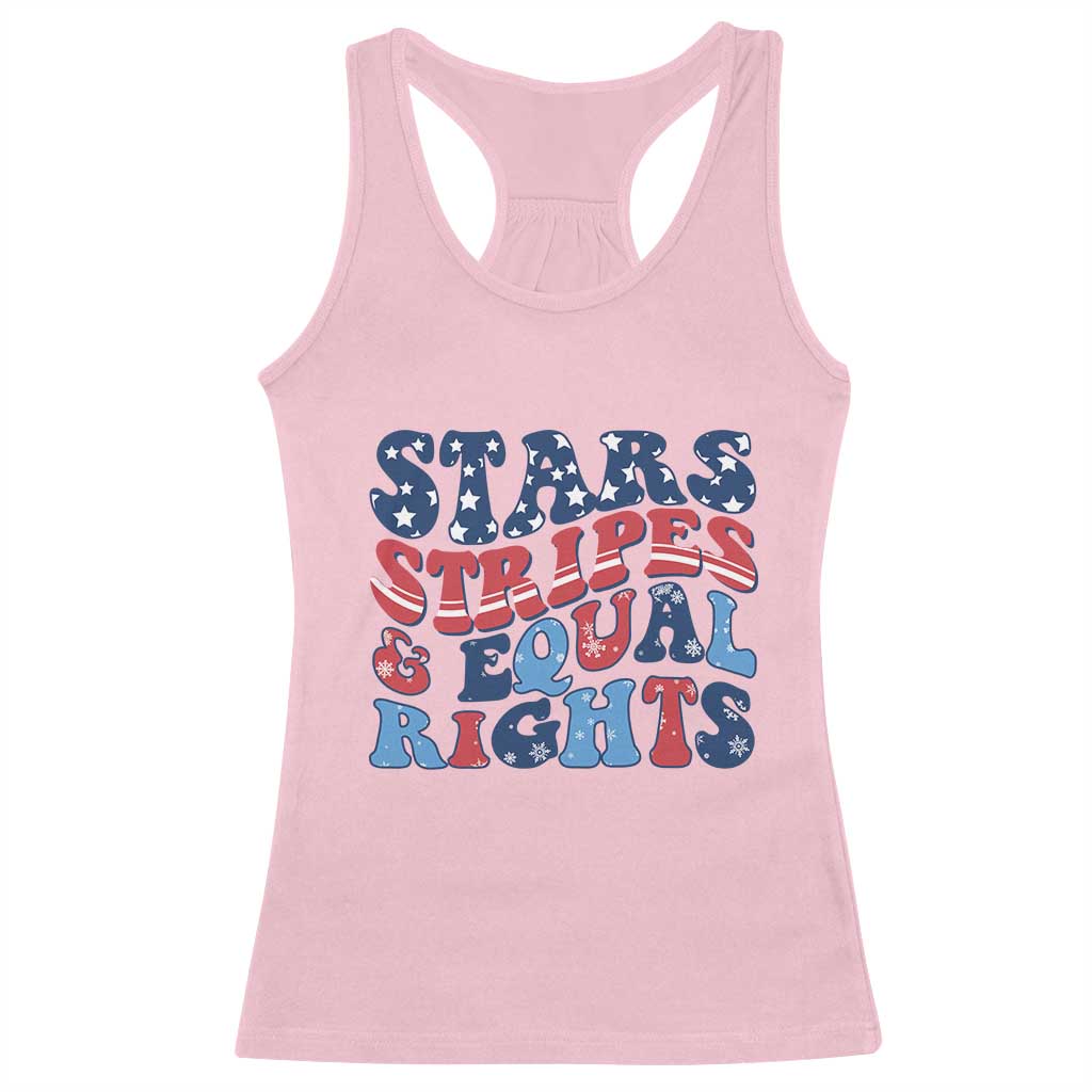 Stars Stripes And Equal Rights Racerback Tank Top Groovy Retro 4th Of July - Wonder Print Shop