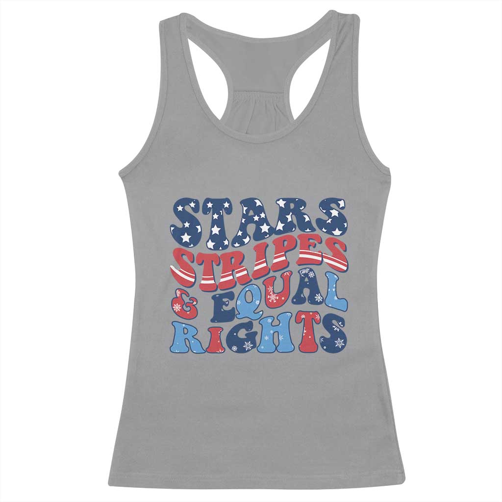 Stars Stripes And Equal Rights Racerback Tank Top Groovy Retro 4th Of July - Wonder Print Shop