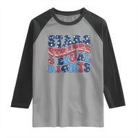 Stars Stripes And Equal Rights Raglan Shirt Groovy Retro 4th Of July - Wonder Print Shop