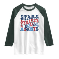 Stars Stripes And Equal Rights Raglan Shirt Groovy Retro 4th Of July - Wonder Print Shop