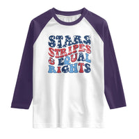 Stars Stripes And Equal Rights Raglan Shirt Groovy Retro 4th Of July - Wonder Print Shop