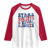 Stars Stripes And Equal Rights Raglan Shirt Groovy Retro 4th Of July - Wonder Print Shop