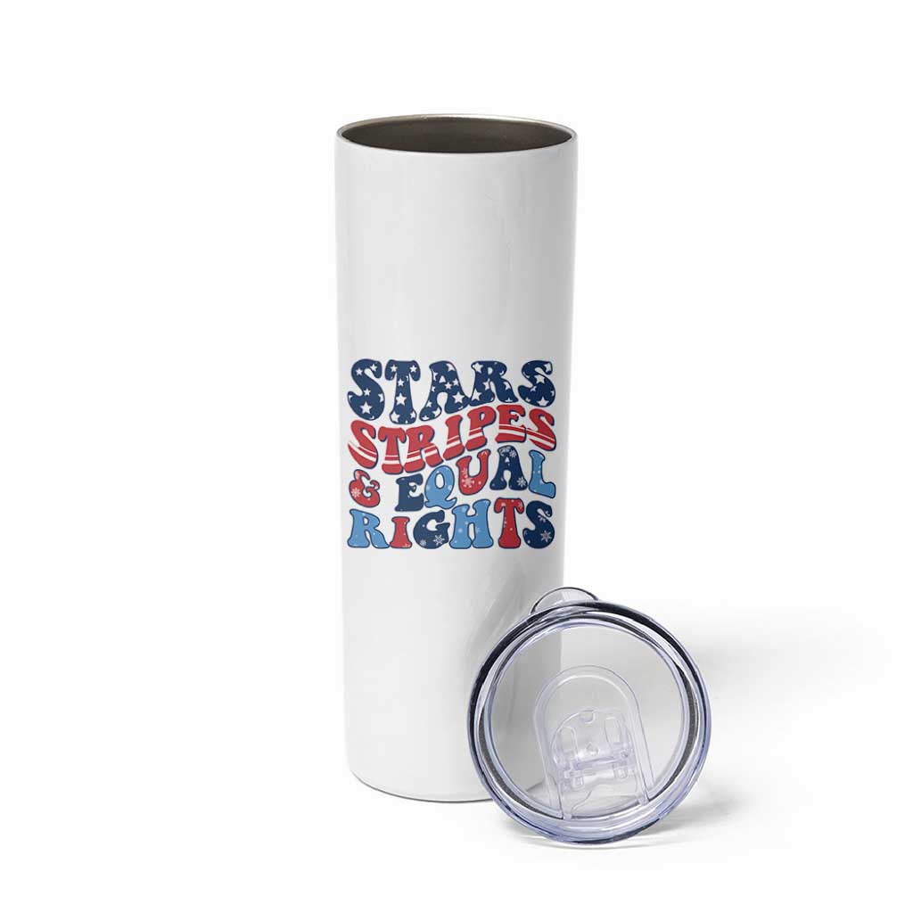 Stars Stripes And Equal Rights Skinny Tumbler Groovy Retro 4th Of July - Wonder Print Shop
