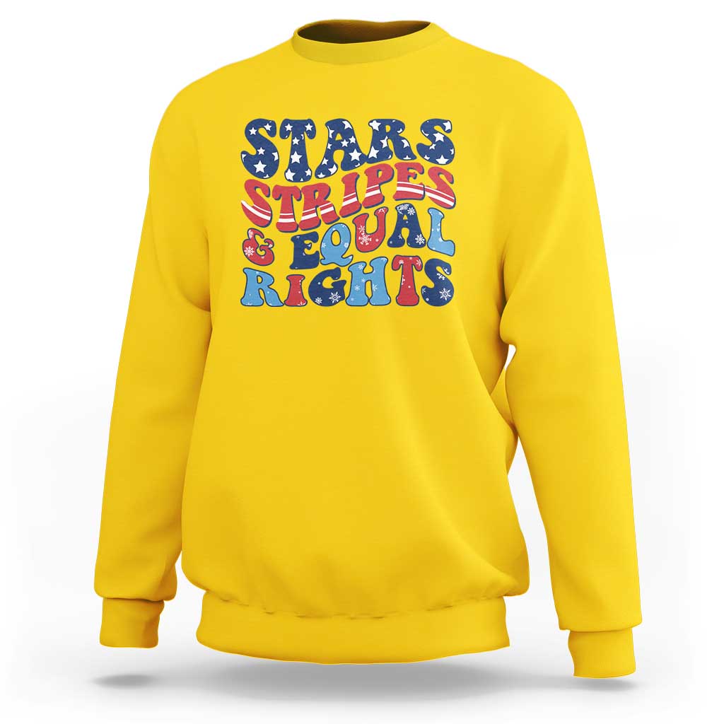 Stars Stripes And Equal Rights Sweatshirt Groovy Retro 4th Of July - Wonder Print Shop