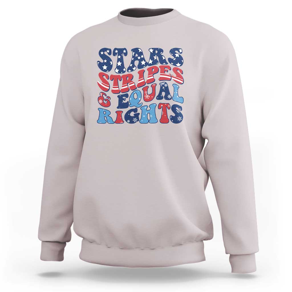 Stars Stripes And Equal Rights Sweatshirt Groovy Retro 4th Of July - Wonder Print Shop