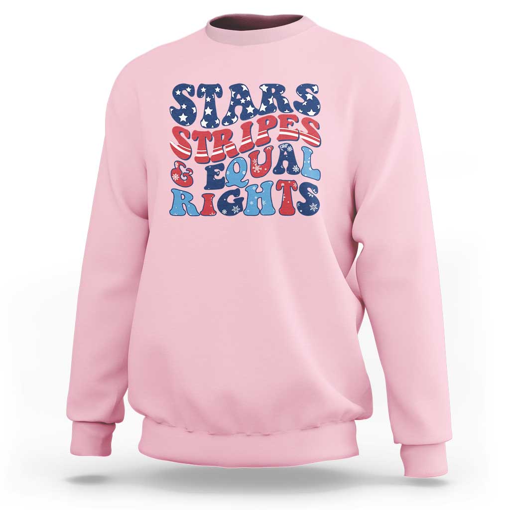 Stars Stripes And Equal Rights Sweatshirt Groovy Retro 4th Of July - Wonder Print Shop