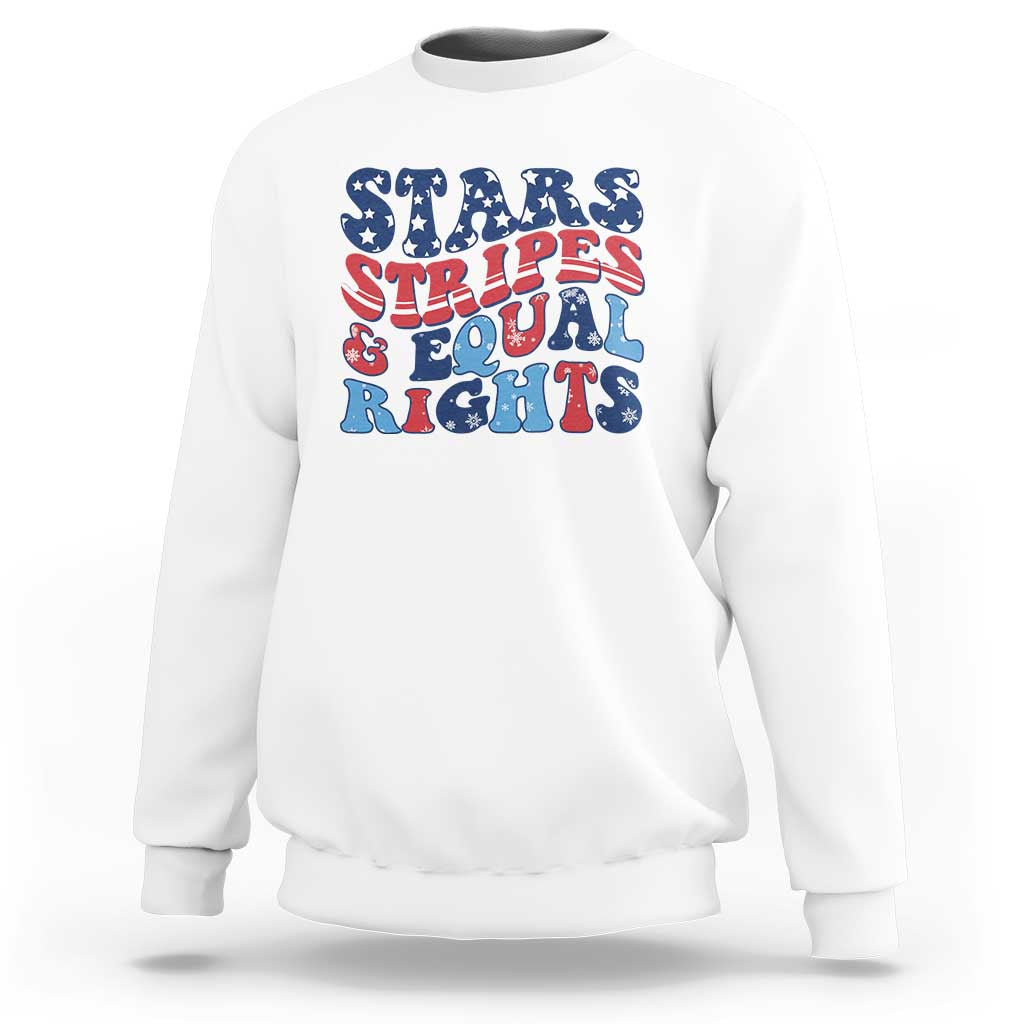 Stars Stripes And Equal Rights Sweatshirt Groovy Retro 4th Of July - Wonder Print Shop