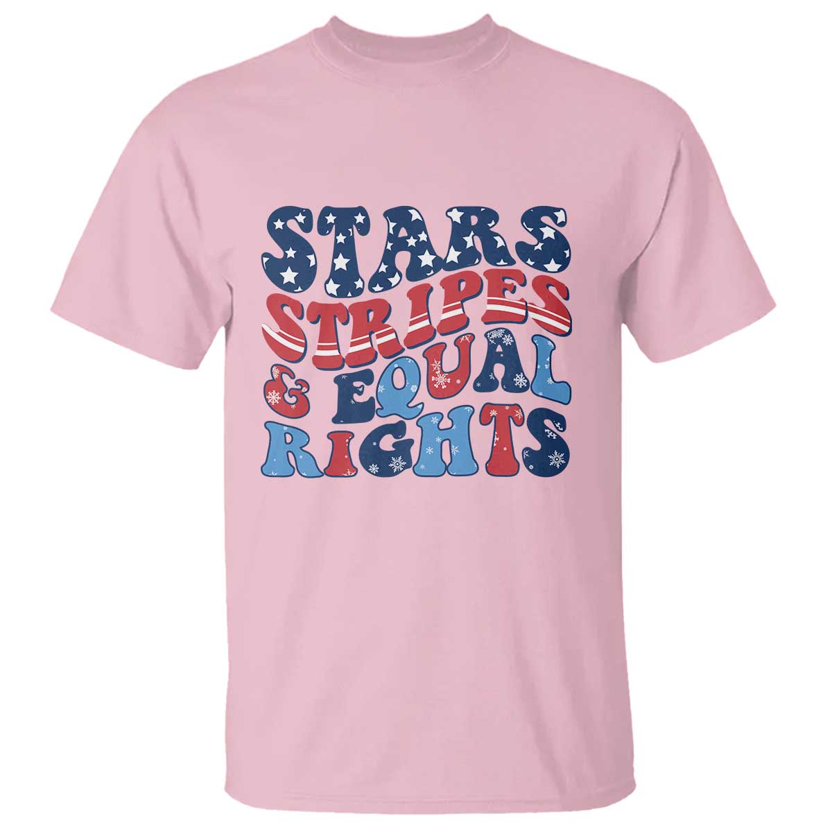 Stars Stripes And Equal Rights T Shirt Groovy Retro 4th Of July - Wonder Print Shop