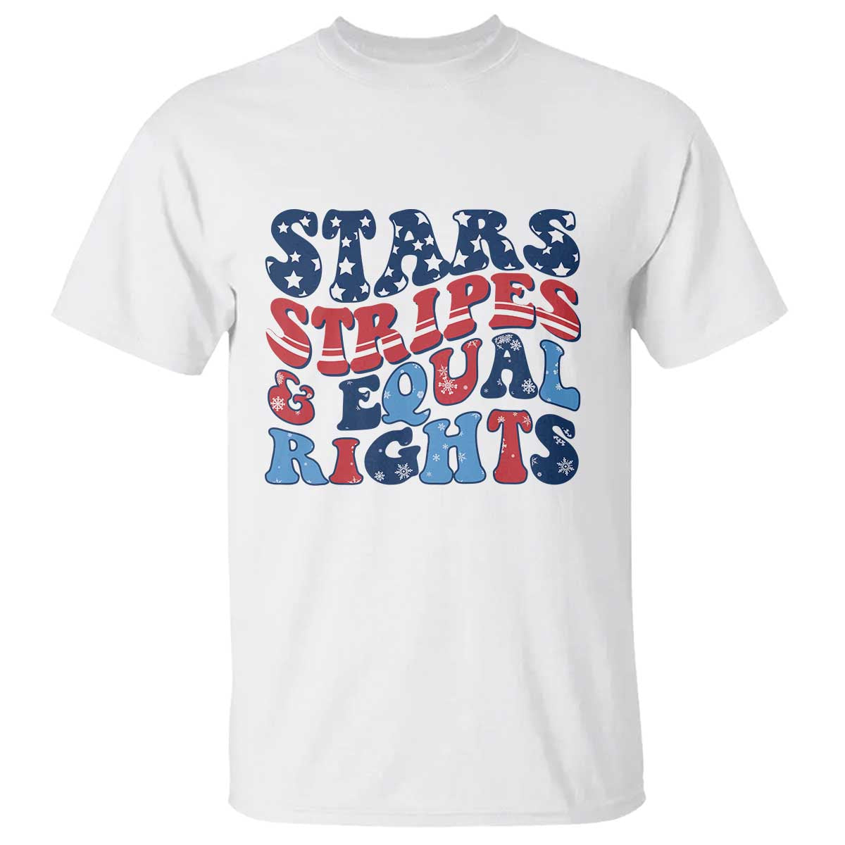 Stars Stripes And Equal Rights T Shirt Groovy Retro 4th Of July - Wonder Print Shop