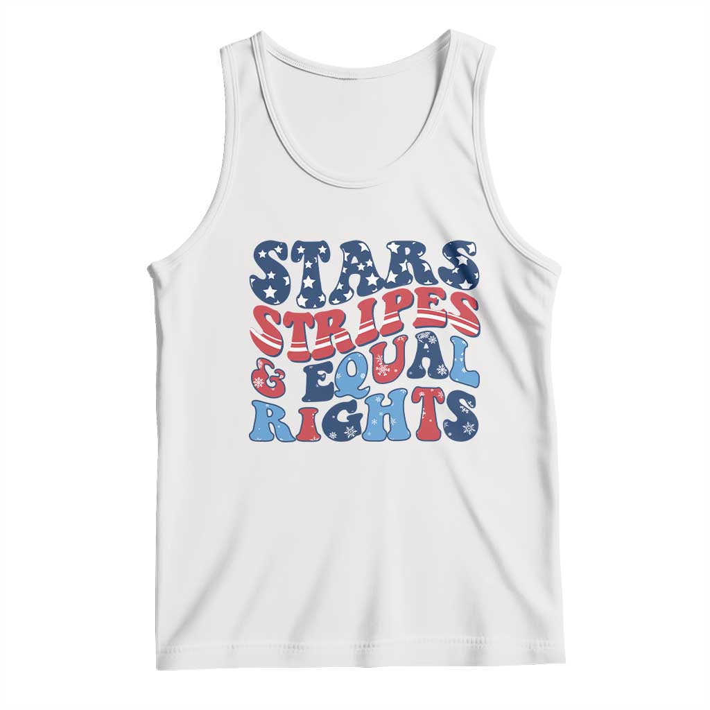 Stars Stripes And Equal Rights Tank Top Groovy Retro 4th Of July - Wonder Print Shop