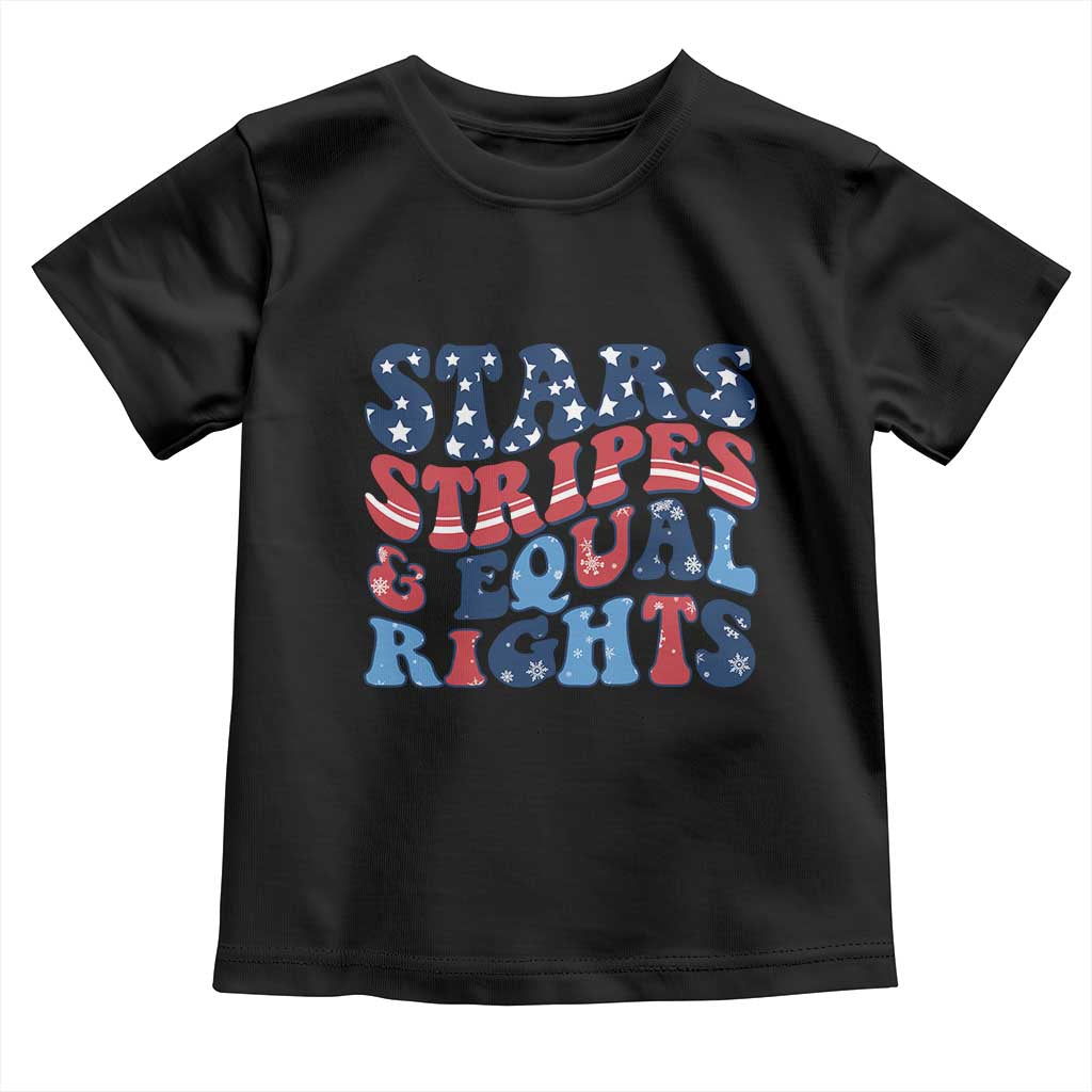 Stars Stripes And Equal Rights Toddler T Shirt Groovy Retro 4th Of July - Wonder Print Shop