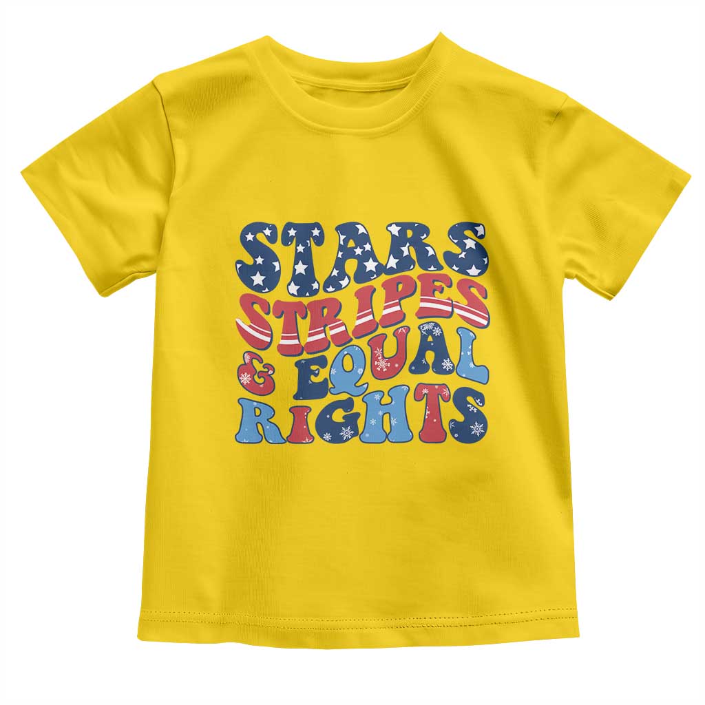Stars Stripes And Equal Rights Toddler T Shirt Groovy Retro 4th Of July - Wonder Print Shop