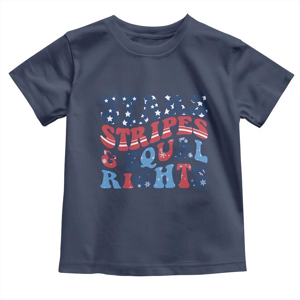 Stars Stripes And Equal Rights Toddler T Shirt Groovy Retro 4th Of July - Wonder Print Shop