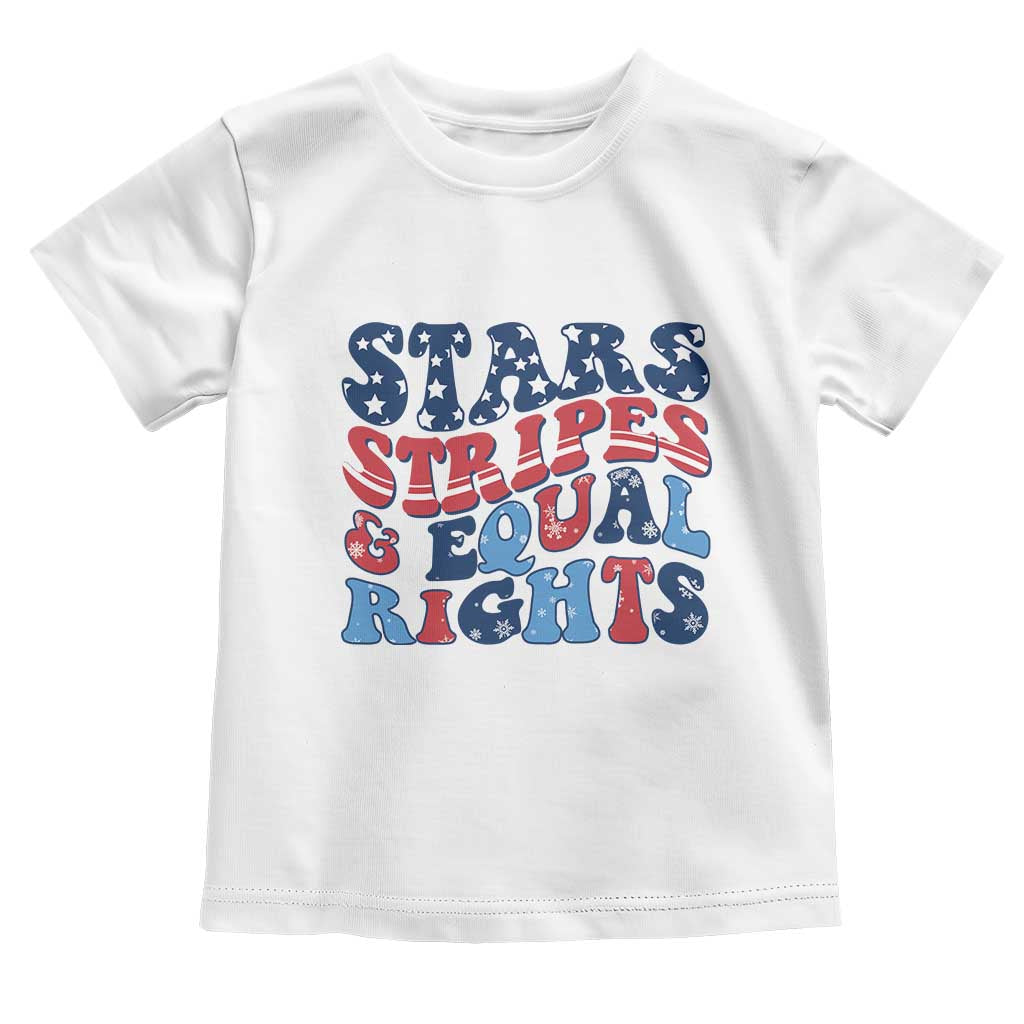 Stars Stripes And Equal Rights Toddler T Shirt Groovy Retro 4th Of July - Wonder Print Shop