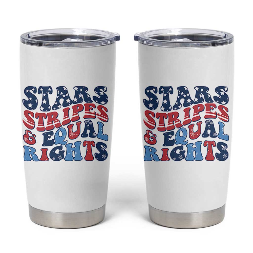 Stars Stripes And Equal Rights Tumbler Cup Groovy Retro 4th Of July - Wonder Print Shop