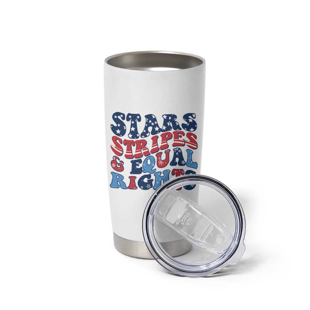 Stars Stripes And Equal Rights Tumbler Cup Groovy Retro 4th Of July - Wonder Print Shop
