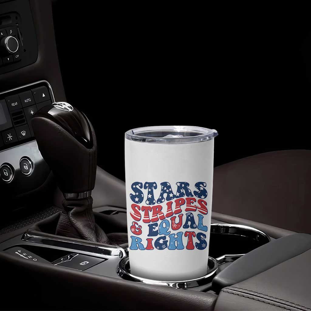 Stars Stripes And Equal Rights Tumbler Cup Groovy Retro 4th Of July - Wonder Print Shop