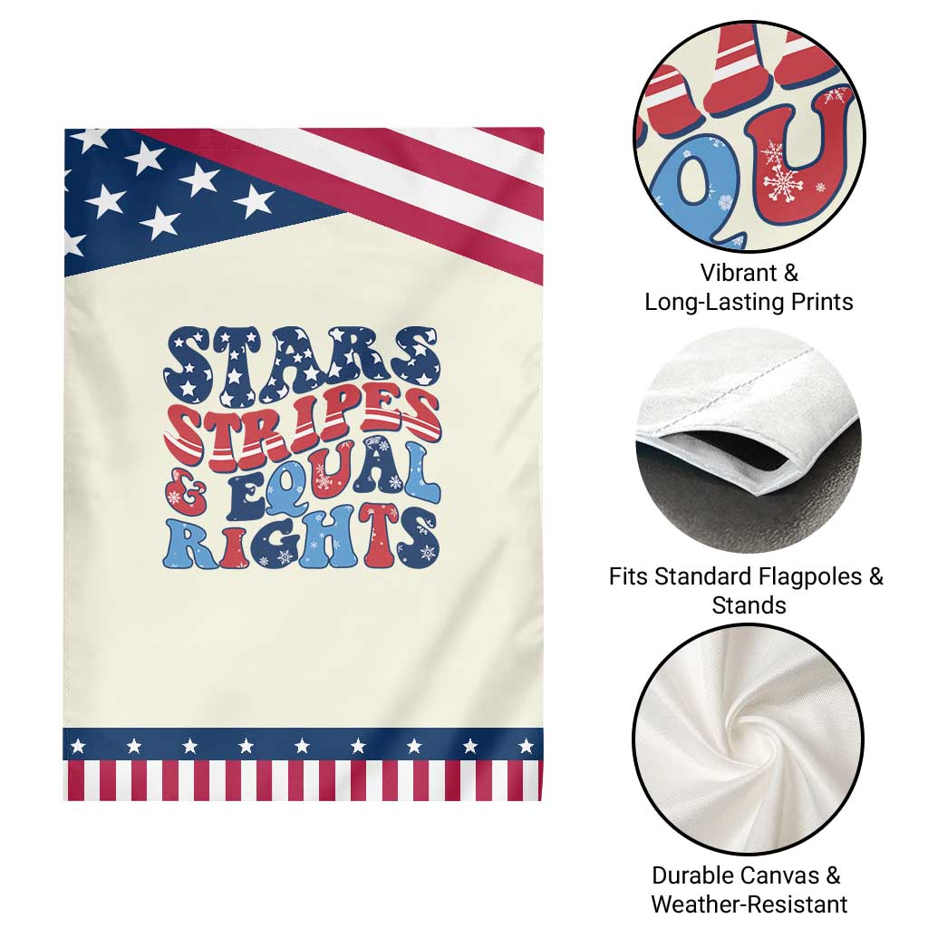 Stars Stripes And Equal Rights Garden Flag Groovy Retro 4th Of July