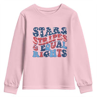 Stars Stripes And Equal Rights Youth Sweatshirt Groovy Retro 4th Of July - Wonder Print Shop