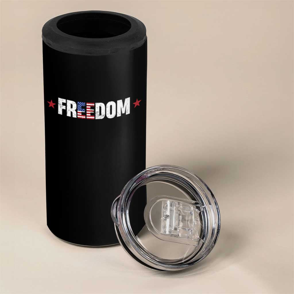 Patriotic 4 in 1 Can Cooler Tumbler Freedom American Flag 4th of July - Wonder Print Shop