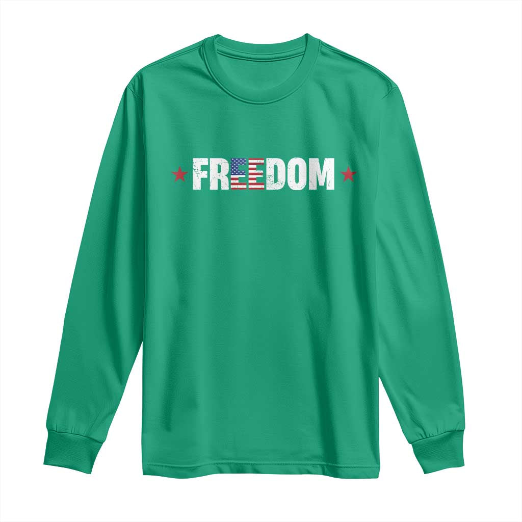 Patriotic Long Sleeve Shirt Freedom American Flag 4th of July - Wonder Print Shop