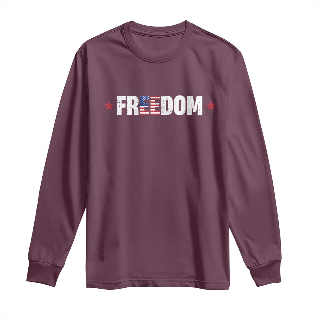 Patriotic Long Sleeve Shirt Freedom American Flag 4th of July - Wonder Print Shop