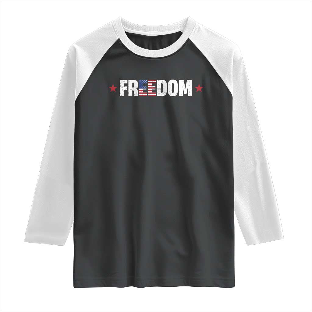 Patriotic Raglan Shirt Freedom American Flag 4th of July - Wonder Print Shop