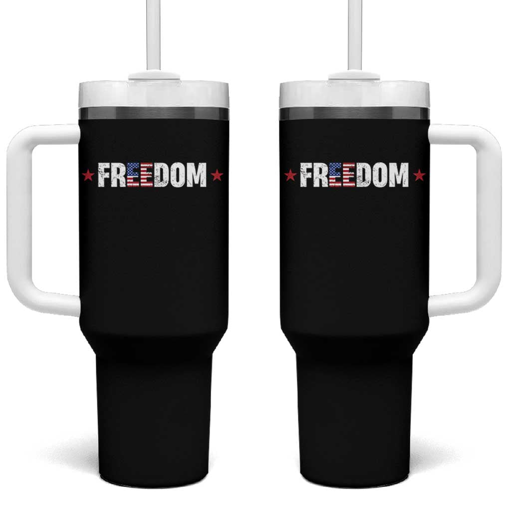 Patriotic Tumbler With Handle Freedom American Flag 4th of July - Wonder Print Shop